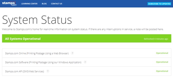 status page screenshot