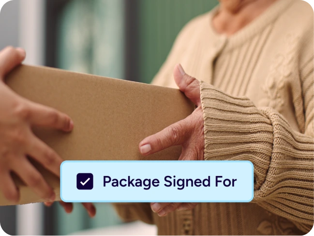 Package being accepted and signed for
